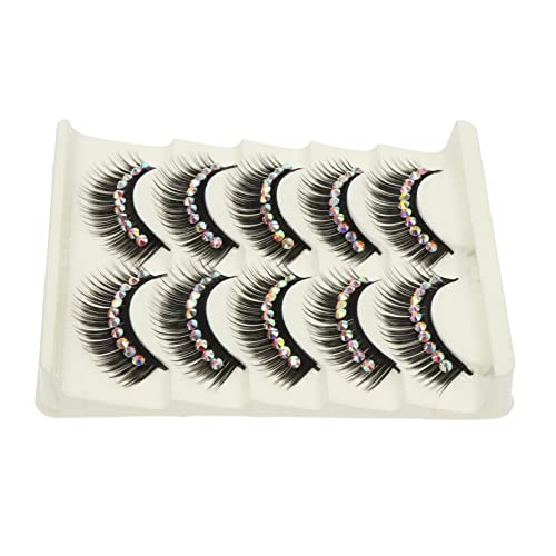 NIYANGLE 5 Paar Dramatische Cosplay Wimpern Wiederverwendbare Künstliche Wimpern für Damen für Partys und Bühnenaufführungen mit Glitzer von NIYANGLE