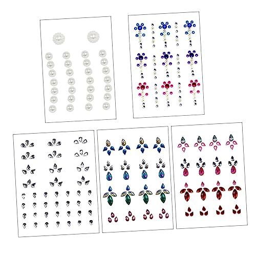 NIYANGLE 5 Sätze Teiliges Selbstklebende Gesichtsteine Diy Strassaufkleber für Augenbrauen Nägel Haut für Partys Hochzeiten Festivals Vielseitige Makeup Dekoration von NIYANGLE