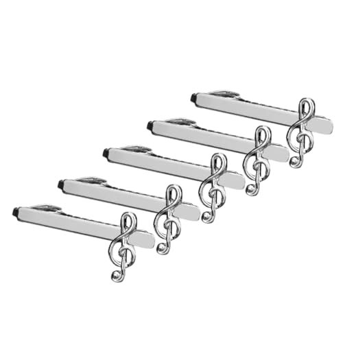 NIYANGLE 5stücke Krawattenklammern Für Männer Aus Metall Mit Musiknote-anhänger Einzigartig Designede Krawattenklammer Für Herrenhemden Für Bankette Und Trauzeugen Modische von NIYANGLE
