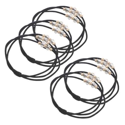 NIYANGLE 5stücke Elastische Haargummis Für Damen Mit Perlen Schwarz Haarbänder Haargummis Zum Wickeln Von Pferdeschwänzen Haarseilgummi Haar-accessoire Für Verschiedene Frisuren von NIYANGLE