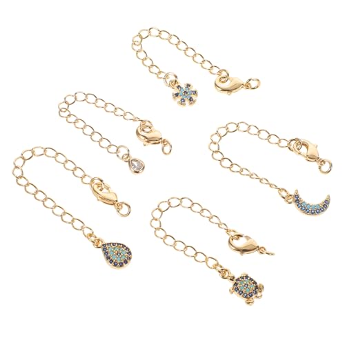 NIYANGLE 5 Stück Teiliges Schmuckverlängerungsset aus Vergoldetem mit Zirkonia Verstellbare Halsketten Armbandverlängerungsketten mit Robusten Karabinerverschlüssen Vielseitig für DIY von NIYANGLE