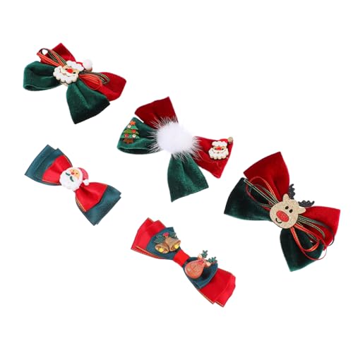 NIYANGLE 5 Stück Teiliges Weihnachts Haarschleifen für Mädchen Bunte Schleifen Haarklammern Festliche Haarspangen Weihnachtlicher Haarschmuck für Ponytail und Dutt Sanfte Kopfbedeckung von NIYANGLE