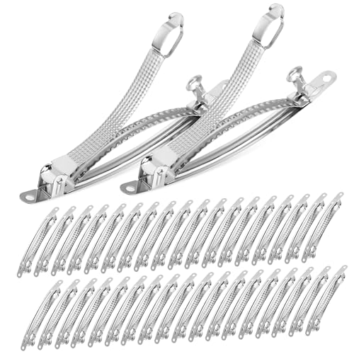 NIYANGLE 50 Stück Metall Haarspangen mit Federmechanismus Silberfarbene DIY Haarschmuck Clips für Frauen und Mädchen Vielseitig Einsetzbar für Haarstyling und Bastelprojekte von NIYANGLE