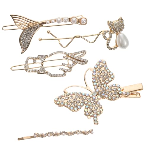 NIYANGLE 5stücke Dekorative Perlen Haarnadeln Frauen Mädchen Haar Clips Süße Haar Ornament Haarnadel Haarspange von NIYANGLE