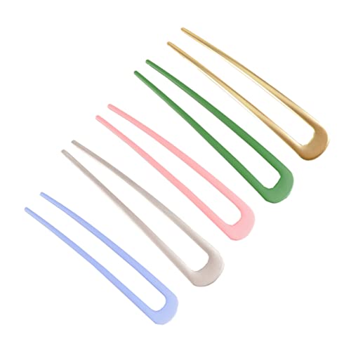 NIYANGLE 5Stücke U Förmige Haarnadeln Rutschfeste Haarspangen mit Geometrischem Design Buntem Kopfschmuck für Damen für Reisen und Partys Eleganter Haarschmuck von NIYANGLE