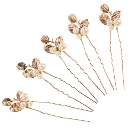 NIYANGLE 5stücke Handgefertigte Vintage Hochzeit Haarnadeln Perlen Haarspangen Blattkopfschmuck Accessoires Für Damen Formaler Anlass von NIYANGLE
