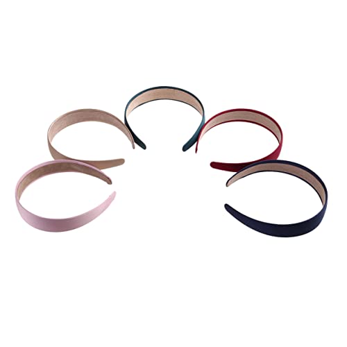 NIYANGLE 5stücke Pack Einfarbige Haarbänder Stirnband Kopfbedeckung Für Frisuren Khaki Rosa Weinrot Marineblau von NIYANGLE