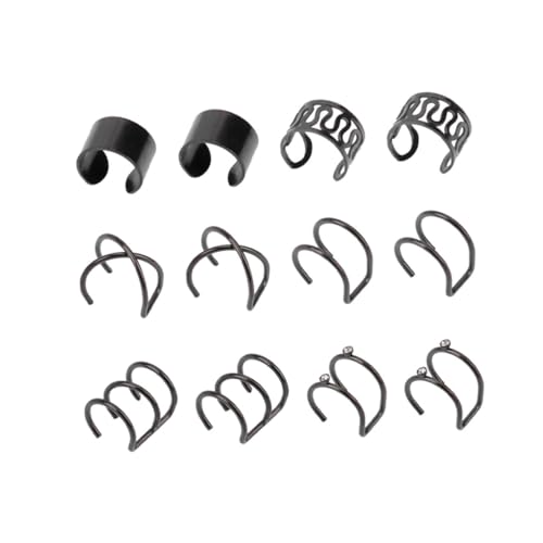 NIYANGLE 6 Paare Schwarze Ohrclips Damen Herren Titanstahl Ohrdekoration Nicht Piercing Ohrschmuck Unisex Einfacher Stil Alltag Party Hochzeit von NIYANGLE