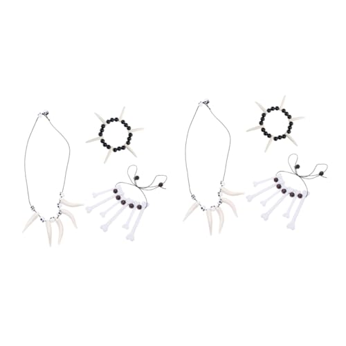 NIYANGLE 6 Stck Teiliges Halloween Schmuckset Knochen Halskette und Armband Kreatives Kostüm Zubehör für Party Deko Cosplay und Maskerade von NIYANGLE
