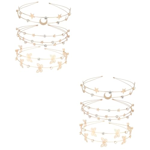 NIYANGLE 6 Stck Teiliges Mehrschichtiges Haarschmuck mit Metall Stern und Mond Design Braut Haarreifen für Festliche Anlässe Partys und Hochzeiten Damen Accessoire von NIYANGLE