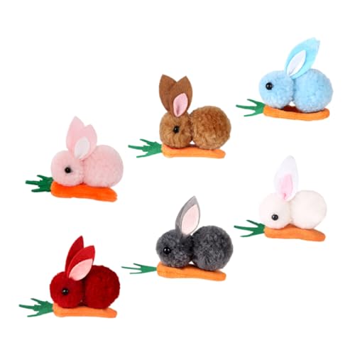 NIYANGLE 6 Stck. Teiliges Mini Bunny Haarspangen mit Karotten Design Niedliche Haarklammern für Mädchen Plüschmaterial Vielseitig für Ostern Verschiedenen Farben von NIYANGLE
