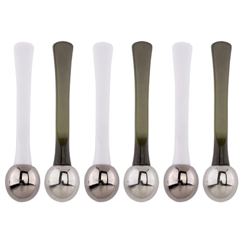 NIYANGLE 6 Stück Augencreme Applikatoren Multifunktionale Augenmassage Löffel für Hautpflege und Make Up Massagewerkzeug für Zuhause und Salon Weiß Dunkelgrün von NIYANGLE