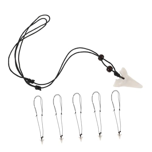NIYANGLE 6stücke Haifischzahn-halskette Mit Charm Verstellbare Kette Lässiger Herren-schmuck Strand-design Wasser-motiv Echt-edelstahl-anhänger von NIYANGLE