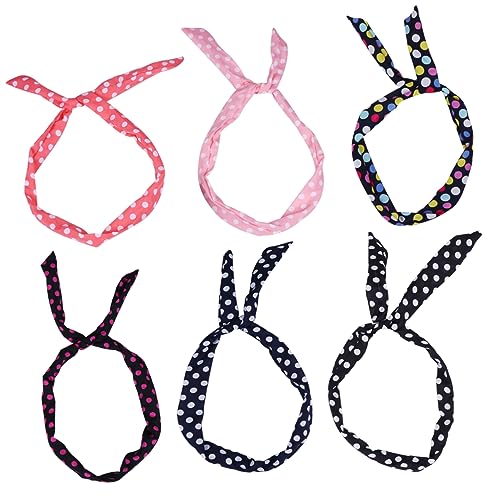 NIYANGLE 6 Stück Retro Haarreifen mit Schleifen Haarbänder für Damen Vielseitig Einsetzbar Stirnband Haargummi oder Handgelenkband für Partys und Besondere Anlässe Zufällige von NIYANGLE