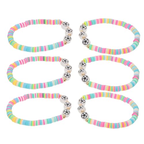 NIYANGLE 6 Stück Spieltag Fußball Charm Armband Fußball Schmuck Wunscharmband Team Armband Für Schule Schmuck Sport Ton Polymer Perlen von NIYANGLE