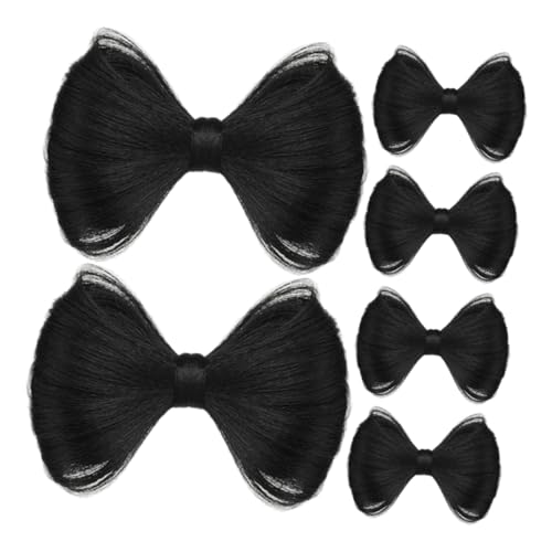 NIYANGLE 6stücke Kunsthaarspangen Mit Schleife Perücke Kunsthaarknoten Kunsthaarschleife Dekorative Pferdeschwanzverlängerung Styling-haarspangen Für Damen Und Mädchen Schwarz von NIYANGLE