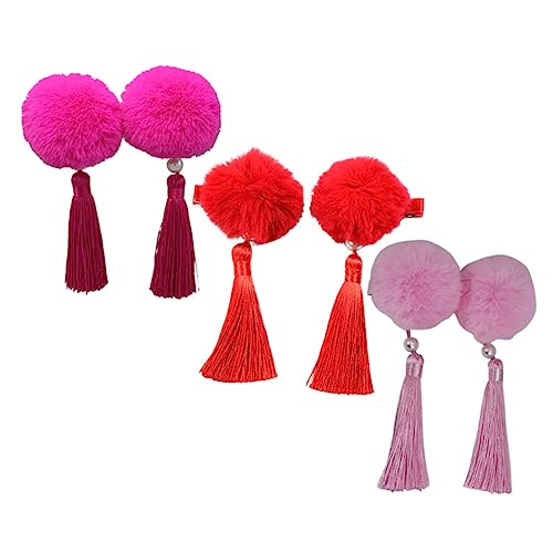 NIYANGLE 6 Stück Teiliges Haarspangen mit Quaste und Durchmesser Haarball Bunte Haarklammern für Mädchen Farbenfrohe Haarschmuck Clips Geeignet für Festtage Wie Weihnachten und Kindertag von NIYANGLE