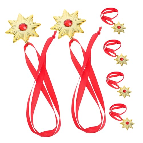 NIYANGLE 6 Stück Teiliges Vampirmedaillon mit Lanyard Halloween Vampir Halskette für Damen und Herren Leichtes Langlebiges Kostümzubehör für Gruselfeste und Cosplay von NIYANGLE