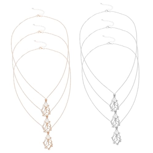 NIYANGLE 6 Stück Teiliges Verstellbares Kristallstein Anhänger mit Metallkäfig Ketten Individuellen Tragen Flexibel Einstellbare Clavicle Halsketten für Damen Vielseitig Kombinierbar und von NIYANGLE