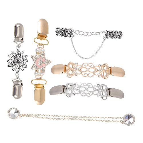 NIYANGLE 6 Stück Teiliges Vintage Cardigan Clips Sweater Shawl Clips Hochwertiger Legierung Glatte Polierte Broschen Vielseitig für Pullover Kleider Schals und Hemden Zufällige Farbe von NIYANGLE