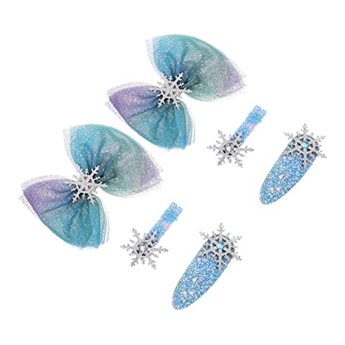 NIYANGLE 6 Stück Teiliges Weihnachts Haarschmuck mit Funkelnden Schneeflocken und Schleifen Kreative Haarklammern für Mädchen Festliche Haarspangen Passend zu Weihnachtsfeiern und Alltag von NIYANGLE