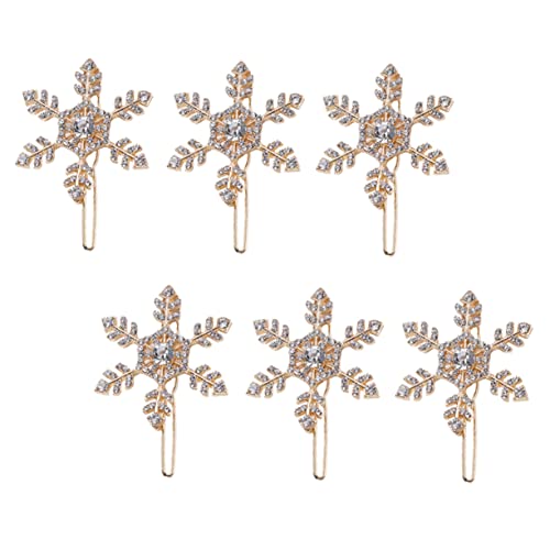 NIYANGLE 6 Stück Teiliges Weihnachts Haarspangen Schneeflocken Design mit Strass Kleine Haarklammern Modischer Haarschmuck für Frauen Geschenkidee für Kollegen und Freundinnen von NIYANGLE