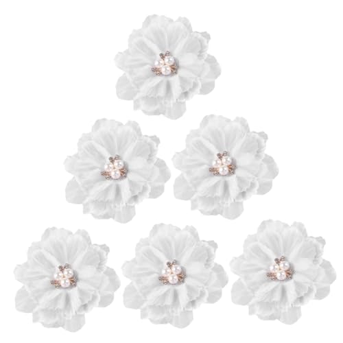 NIYANGLE 6 Stück Teiliges Weiße Blumen Haarspangen für Damen Zarte Faltenstrukturierte Haarklammern Hoher Haarbruch Haar Accessoires für Eleganten Look und Sicheren Sitz von NIYANGLE