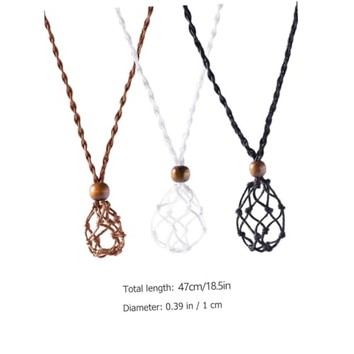 NIYANGLE 6 Stück Verstellbarer Netzanhänger Kristallhalter Halskette DIY Schmuck mit Braunem Weißem und Schwarzem Netz für Damen und Herren von NIYANGLE