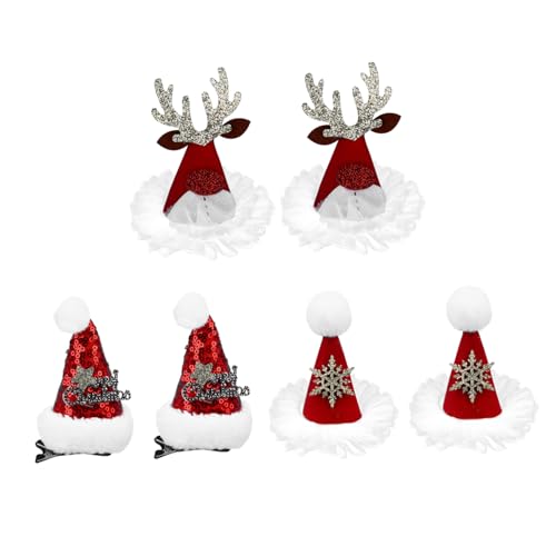 NIYANGLE 6stücke Weihnachts Haarschmuck Für Junge Mädchen Lustige Santa Mütze Haarspangen Dekorative Clips Für Weihnachten Accessoires Für Mädchen Und Festlichkeiten von NIYANGLE