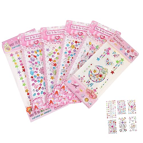 NIYANGLE 6Blätter Gesichtsschmuck Aufkleber Selbstklebende Edelstein Sticker für Sicher und Hautfreundlich für Festivals Partys und Cosplay Glitzernde Strasssteine von NIYANGLE