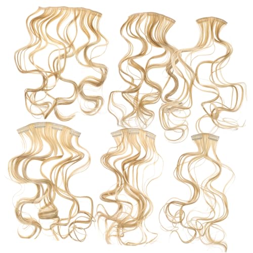 NIYANGLE 6stücke Gewellte Haarverlängerungen Aus Kunsthaar Abnehmbar Hellbraun Extensions Für Frauen Und Jugendliche Schlicht Und Modisch Geeignet Für Cosplay Partys Arbeit Und Alltag von NIYANGLE