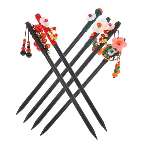 NIYANGLE 6stücke Haarstäbchen Aus Holz Mit Blumenquaste Für Frauen Minimalistischer Chinesischer Haarstab Für Hochzeit Und Party Langlebiger Haarschmuck Für Mädchen Und Damen Im Alltag von NIYANGLE