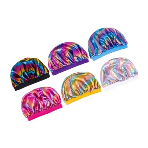 NIYANGLE 6stücke Teiliges Verstellbare Duschhaube Für Junge Mädchen Bunte Haarhaube Aus Leichtem Material Und Bequem Für Schlaf Und Duschzeit Geeignet Für Verschiedene Frisuren von NIYANGLE