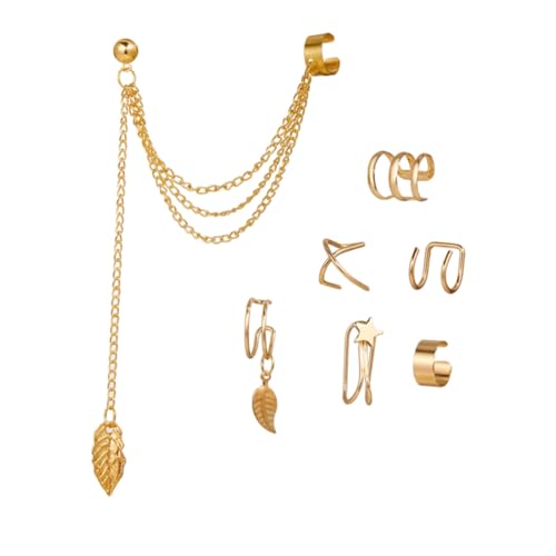 NIYANGLE 7 Stück Boho Ohrclips Set Teilig Goldfarben Ohrklipser Damen Ohrschmuck Alloy Ear Ohrclips für Frauen Leichte Bequeme nicht Stechende Ohrhänger mit Einzigartigem Design als von NIYANGLE
