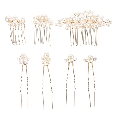 NIYANGLE 7stücke Braut Haarschmuck Mit Perlen Haarkämmen Und Haarspangen Für Hochzeiten Verlobungen Und Besondere Anlässe Elegante Haaraccessoires Für Damen Und Bräute Langlebig Und von NIYANGLE