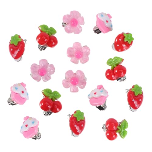 NIYANGLE 8 Paare Ohrclips Ohrringe für Mädchen No piercing Ohrschmuck Bunte Süße Motive Erdbeere Kirsche Blume Eiscreme Party Schmuck von NIYANGLE