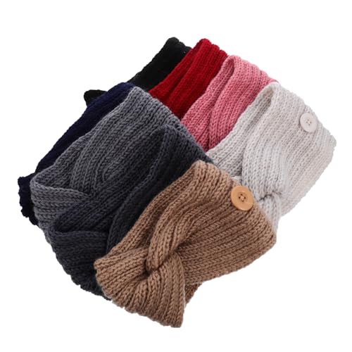 NIYANGLE 8stücke Woll-stirnbänder Für Frauen Mit Knopf Bequeme Und Stilvolle Ohrenschützer Zum Tragen Mit Maske Warm Und Elastisch Für Winter Für Outdoor-aktivitäten von NIYANGLE