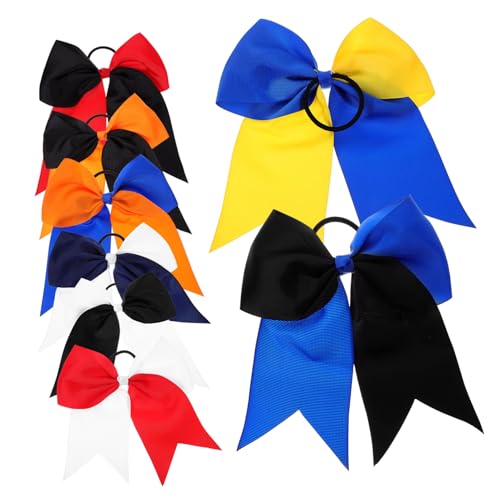 NIYANGLE 8 Stück Fliege Elastische Haargummis Schleifen Großes Mädchen Elastische Haarschlaufe Stirnband Ripsband Haarbänder Haar Accessoires Haargummis Mit Schleifen Clip von NIYANGLE