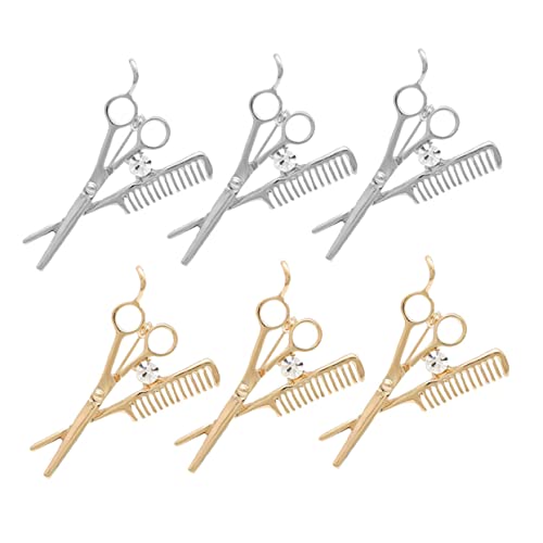 NIYANGLE 8stücke Haarschneidebrosche Legierungsabzeichen Friseurbroschen Friseurkleidungsdekore Kleidungszubehör Friseur Kamm Brosche Zubehör von NIYANGLE