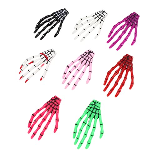 NIYANGLE 8 Stück Teiliges Fluoreszierendes Haarschmuck Handknochen Design Halloween Haarclips für Frauen Karneval Party Cosplay mit Einzigartiger Leuchtfunktion und Bequemer von NIYANGLE