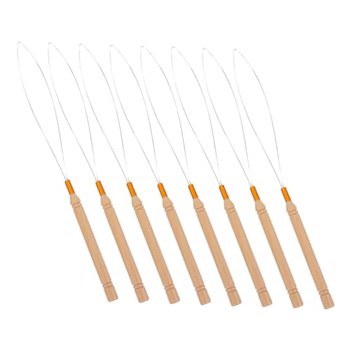 NIYANGLE 8stücke Häkelnadel Set Mit Holzgriff Für Haarverlängerungen Schlaufennadel Einfädelwerkzeug Aus Stahl Perlengerät Für Perücken Und Haare Flechten Leicht Und Tragbar Für von NIYANGLE