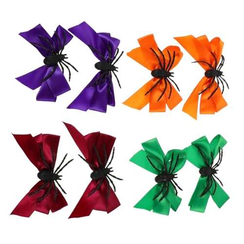 NIYANGLE 8 Stück Teiliges Halloween Haarspangen mit Spinnenmotiv Bunte Schleifen-haarclips Komfortable Party-accessoires für Mädchen und Frauen Detailreiche Cosplay Haarschmuck für Kostüme von NIYANGLE