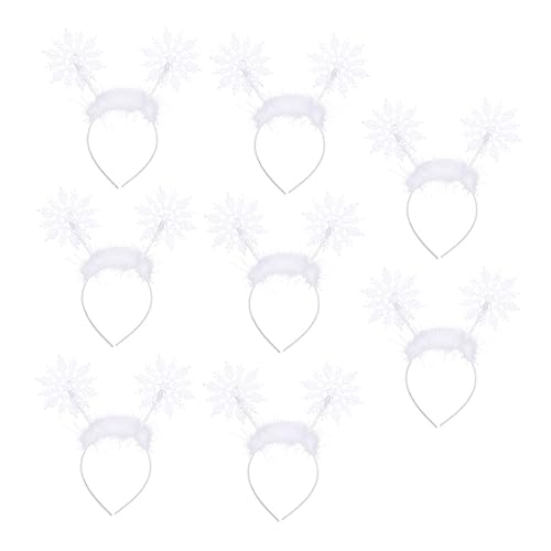 NIYANGLE 8 Stück Teiliges Schneeflocken Haarreif Harz Langlebiges Xmas Festival Haar Accessoire mit Kreativem Schneeflocken Design Geeignet für Weihnachts und Themenpartys von NIYANGLE