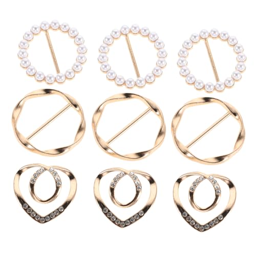 NIYANGLE 9 Stück Teiliges Kleid Hemd Clips mit Strasssteinen Runde Taillen Tightener Clips Vielseitige Schalringe für T Shirts Hemden Schals Zuverlässiger Halt und Elegantes Design von NIYANGLE