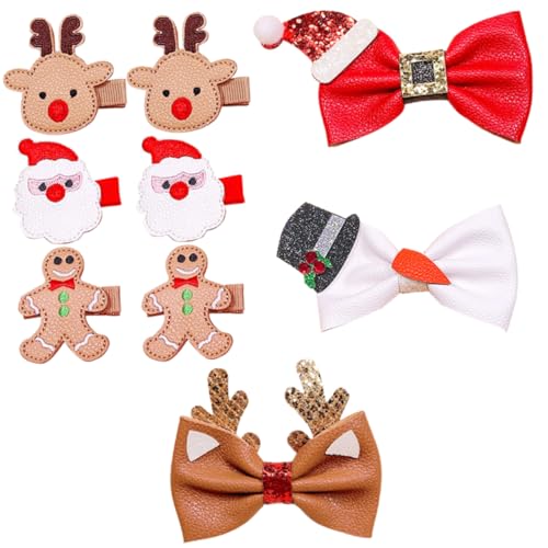 NIYANGLE 9 Stück Teiliges Weihnachts Haarspangen für Mädchen Niedliche Accessoires mit Rentier und Schneemann Motiven für Festlichkeiten und Partys von NIYANGLE