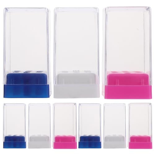 NIYANGLE 9-teiliger Nagelbohrerhalter: Transparente Organizer-Box mit 7 Löchern – Aufbewahrungskoffer für Polierköpfe – Behälter für Bohrschleifköpfe für den Salongebrauch von NIYANGLE