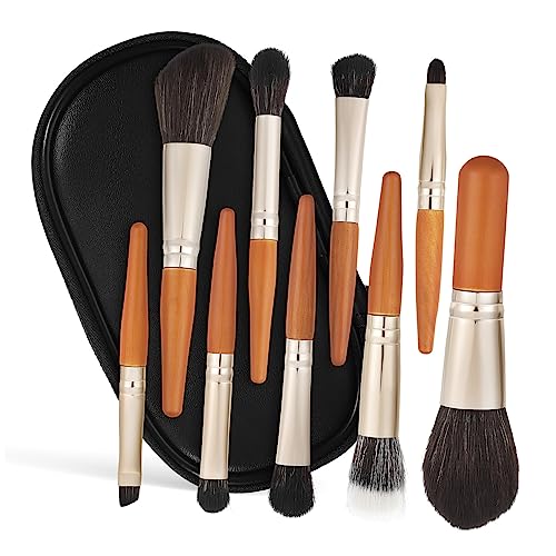 NIYANGLE 9stücke Teiliges Tragbarer Makeup-pinsel Für Foundation Blush Und Lidschatten Für Reisen Und Zuhause Inklusive Praktischem Aufbewahrungsetui von NIYANGLE