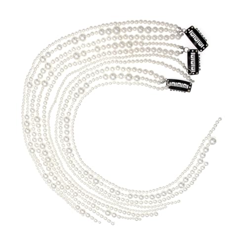 NIYANGLE Abs Perlen Haarkette mit Quasten Haarspange für Damen Dekorative Haarclips für Pferdeschwanz Stilvolle Strang Haarschmuck Geeignet für Alltag und Besondere Anlässe von NIYANGLE