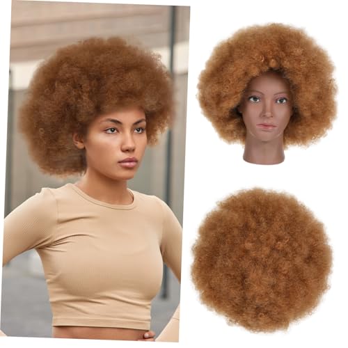 NIYANGLE Afro Perücke Kurz Lockig Für Schwarze Frauen Hitzebeständige Synthetische Afro Locken Perücke Für Party Cosplay Alltag Weiche Voluminöse Textur Mit Atmungsaktivem Innenfutter von NIYANGLE