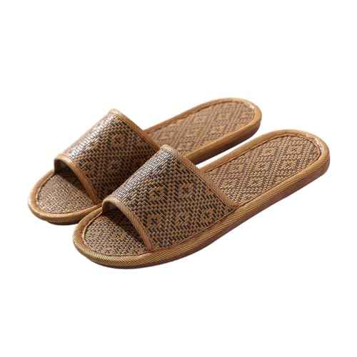 NIYANGLE Atmungsaktive Unisex Hausschuhe aus Rattan mit Rutschfester Tpr Sohle Leichte und Strapazierfähige Pantoffeln für Innenbereich Komfortable und Sichere Slipper für Damen und Herren von NIYANGLE